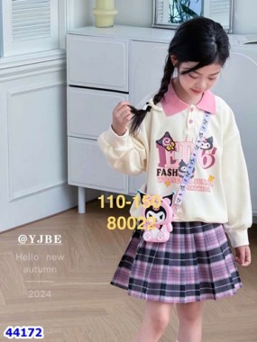 Set áo Hoodie Kuromi + chân váy caro xếp ly